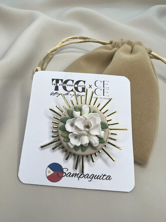 Sampaguita golden sun brooch