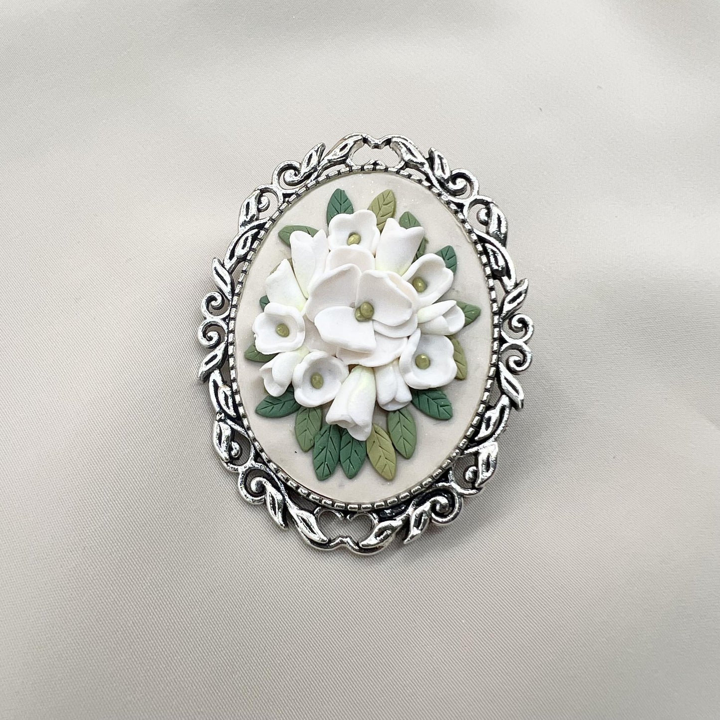 Sampaguita vintage silver brooch