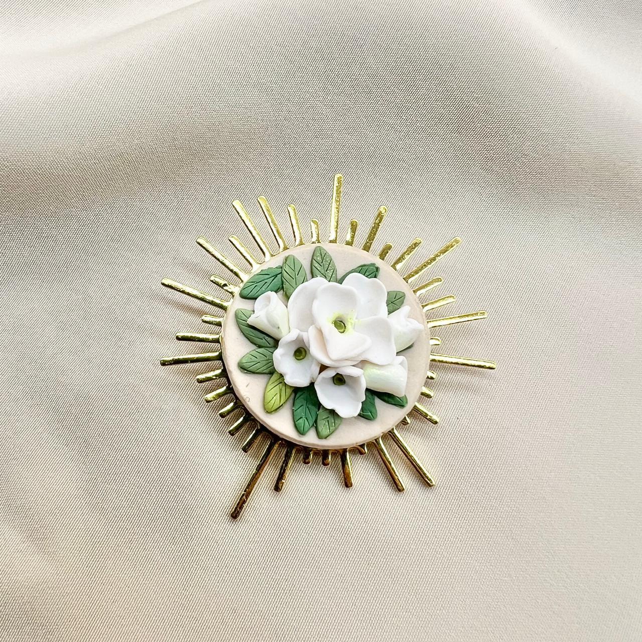 Sampaguita golden sun brooch